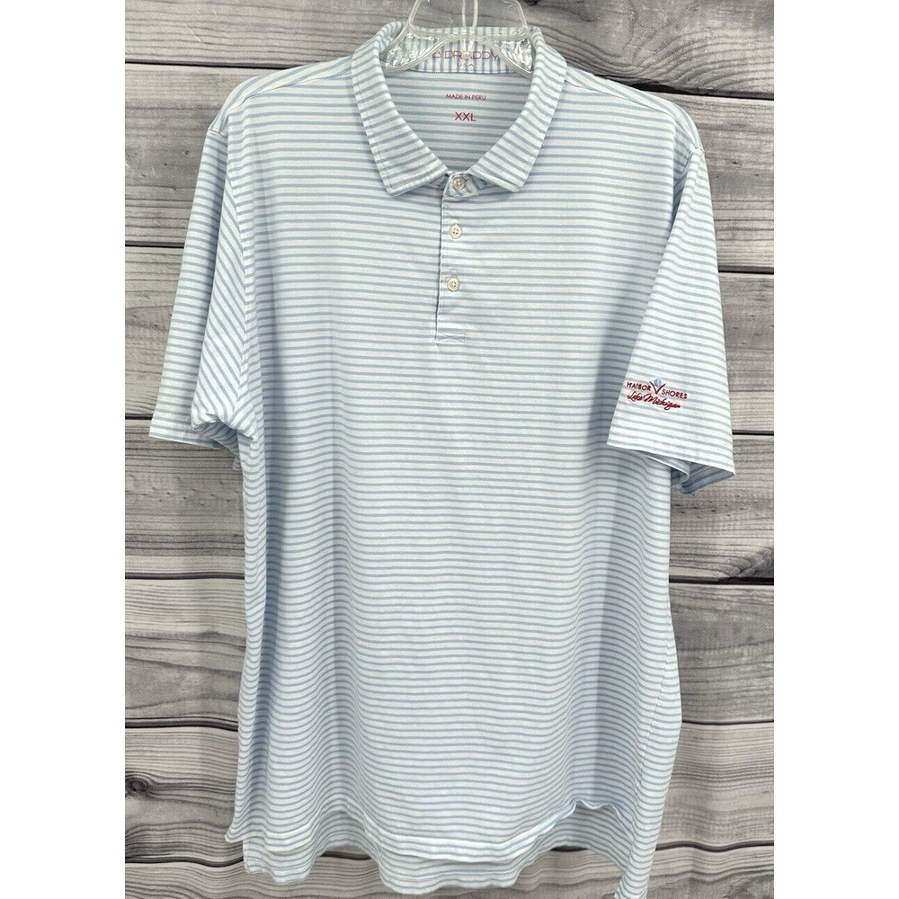 B DRADDY SHORT SLEEVE GOLF POLO SHIRT Men's Size XXL BLUE STRIPE HARBOR‎ SHORES
